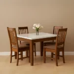 Wooden Granite Top Dining Table Set – 4 Seater