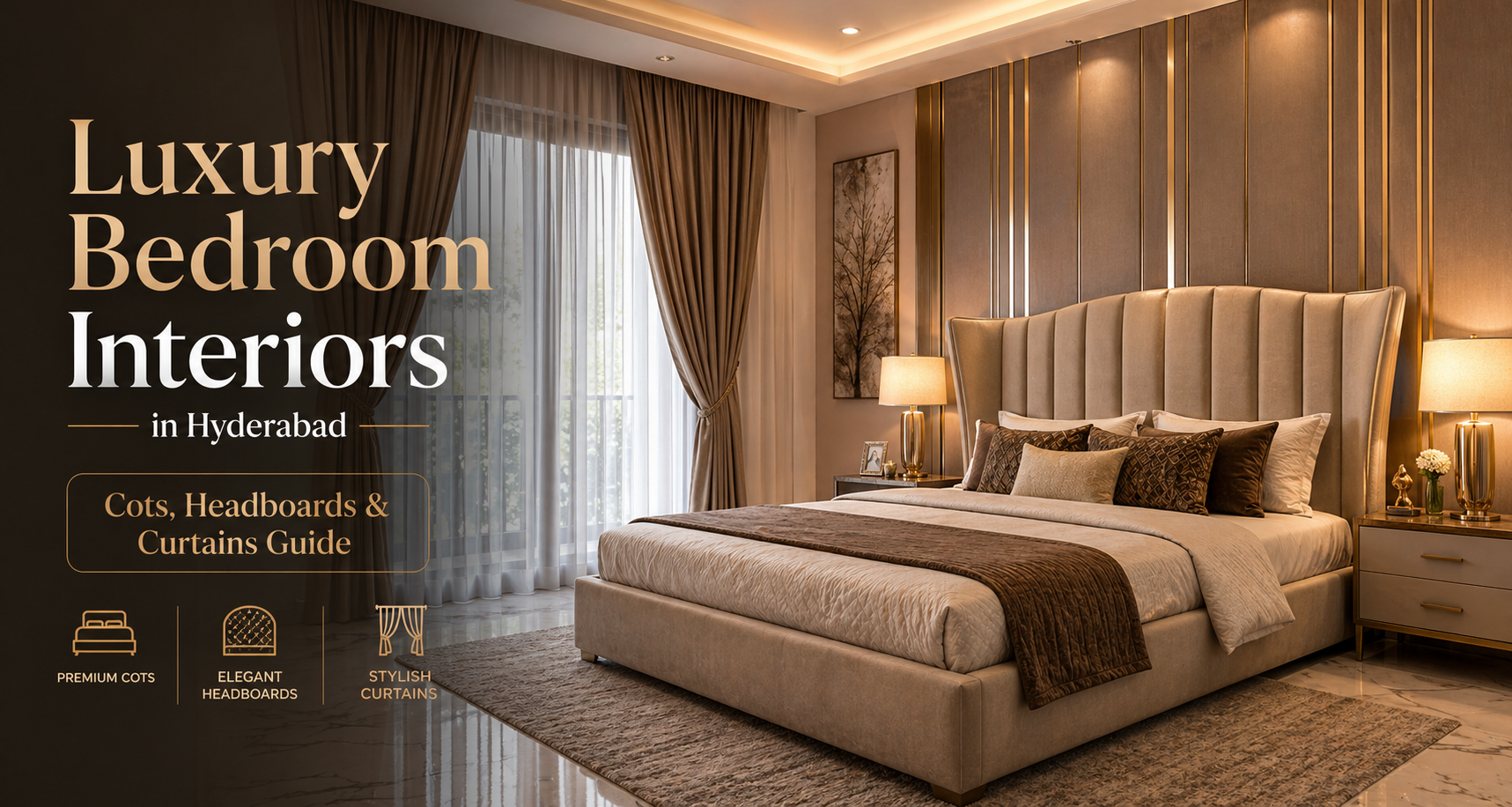 Luxury Bedroom Interiors in Hyderabad: Cots, Headboards & Curtains Guide