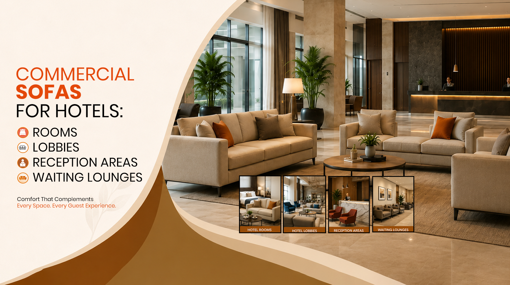 Commercial Sofas for Hotels: Rooms, Lobbies, Reception Areas & Waiting Lounges